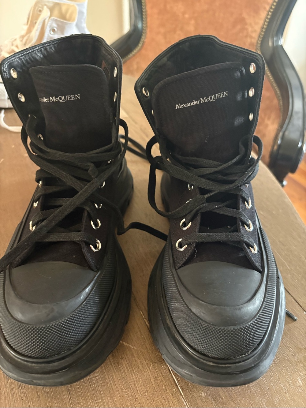 Alexander McQueen Black High-Top Lace-Up Boots